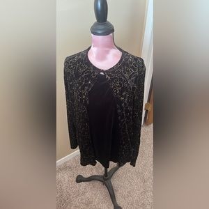 gothic vintage black velvet with gold sparkle